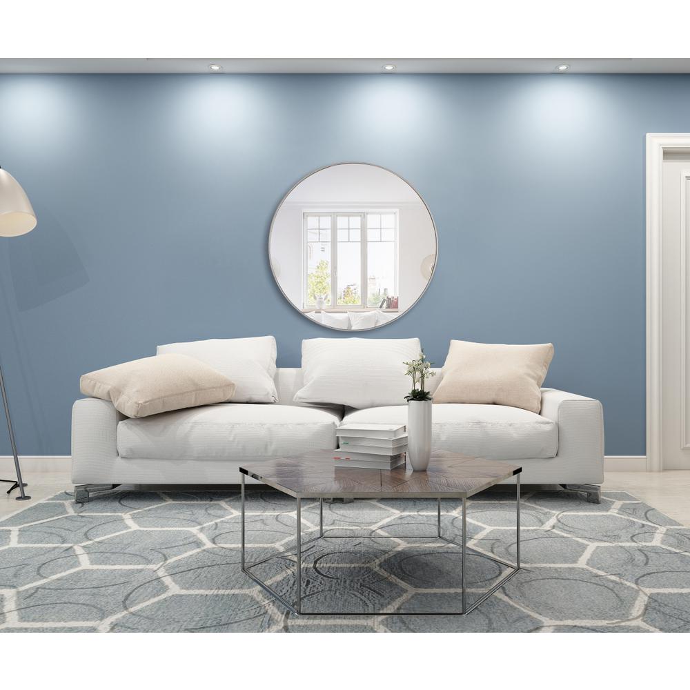 Metal frame Round Mirror 48 inch Silver finish. Picture 10