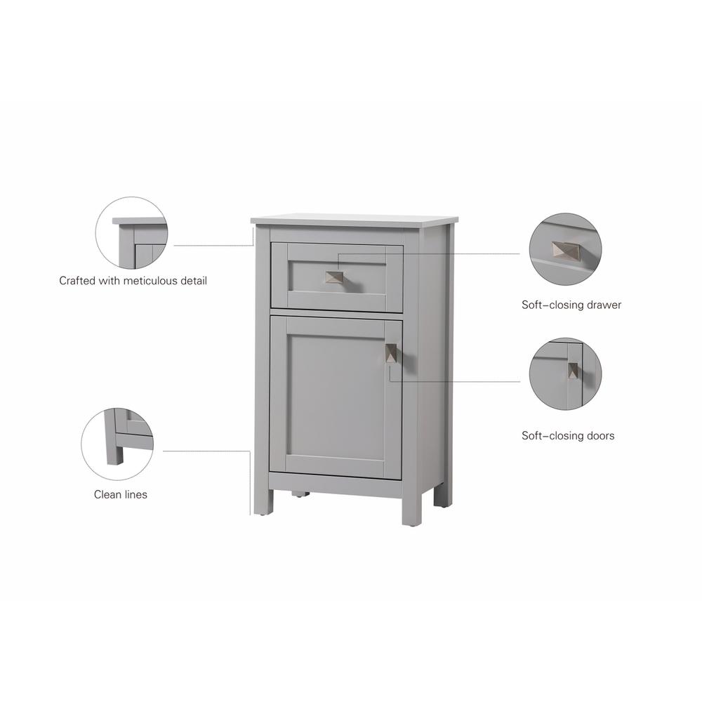 18 Inch Wide Bathroom Storage Freedstanding Cabinet In Grey. Picture 11