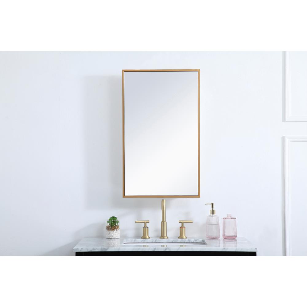 Metal mirror medicine cabinet 17 inch x 28 inch in Brass. Picture 8