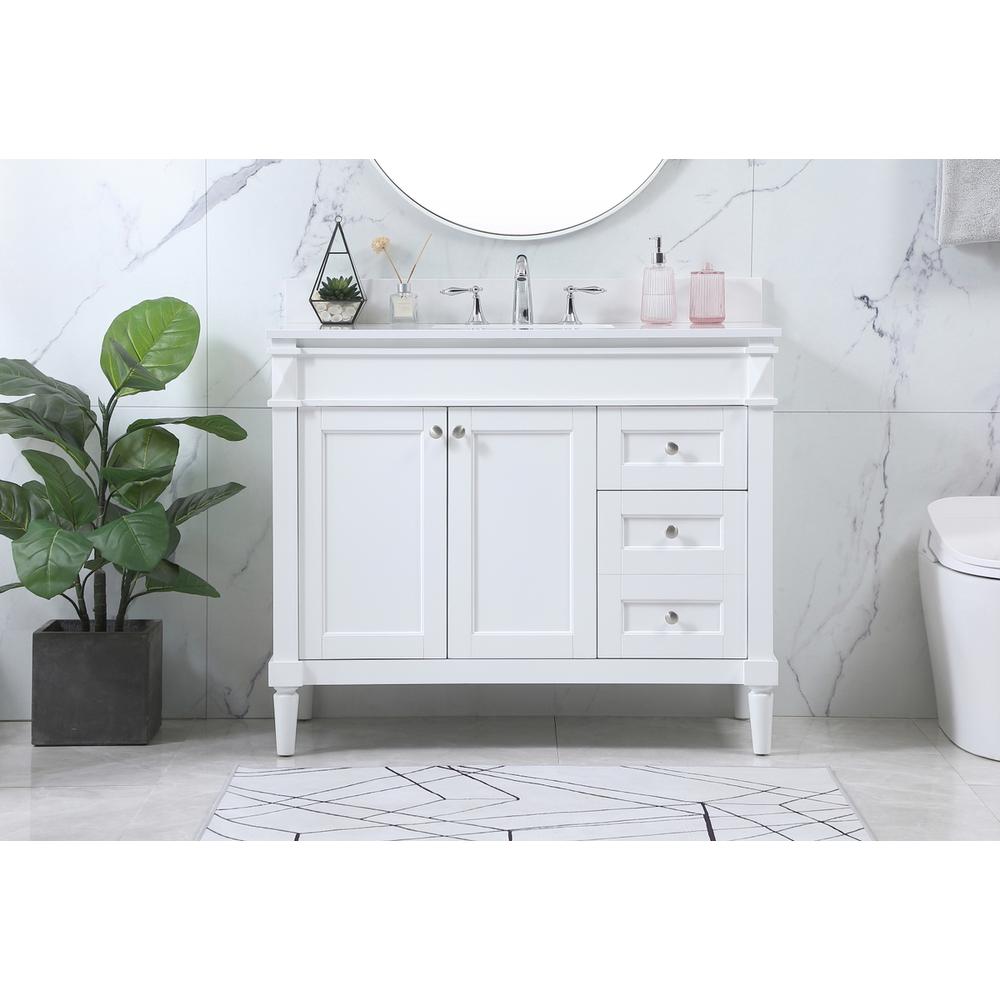 42 inch Single bathroom vanity in white with backsplash. Picture 14