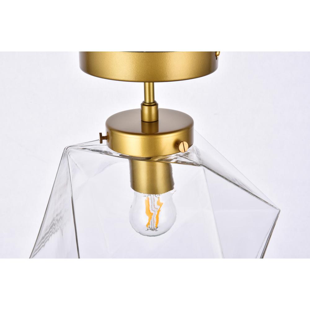 Lawrence 1 light brass and clear glass flush mount. Picture 5