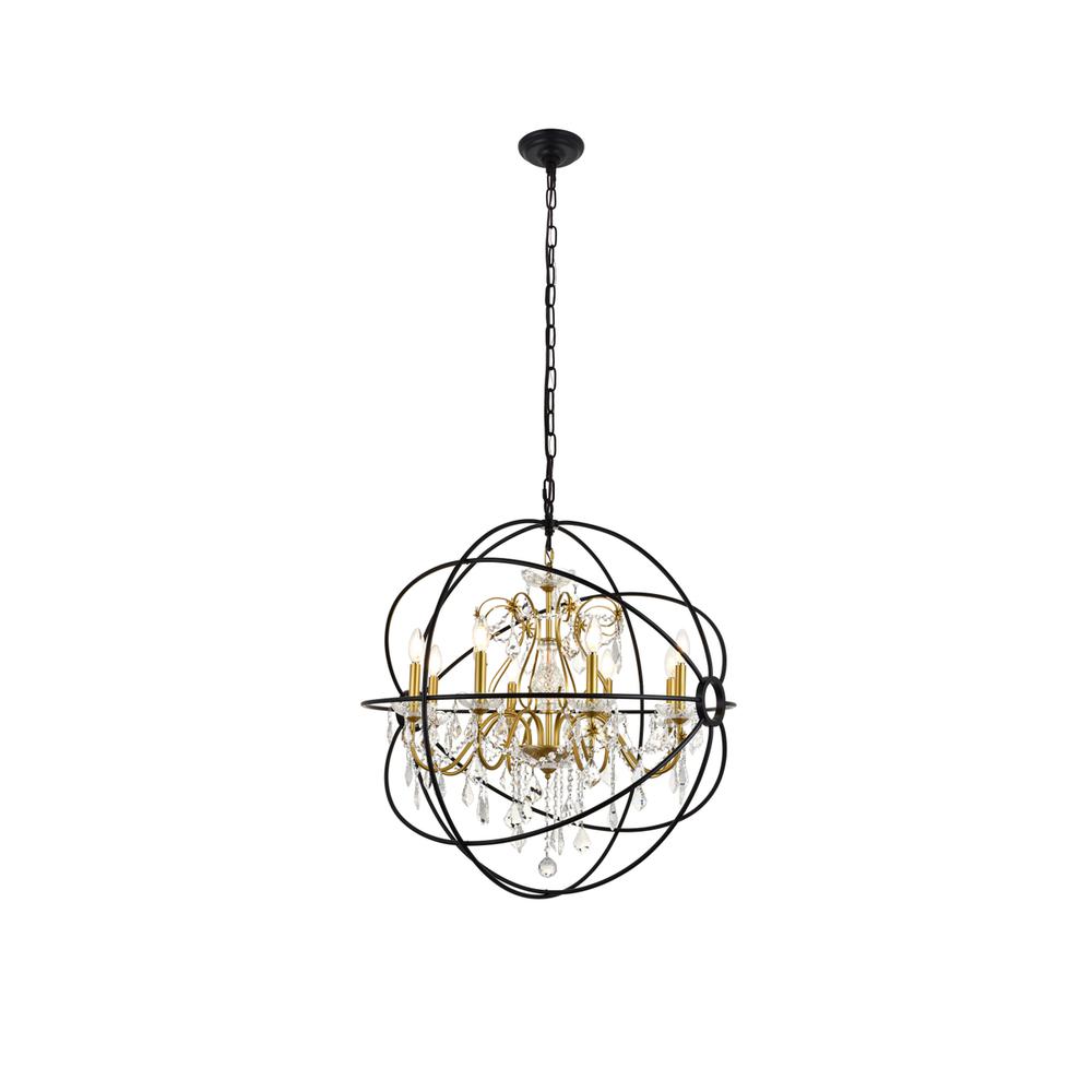 Cordelia 8 Light Black and Gold Crystal Pendant. Picture 1