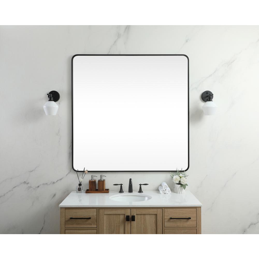Soft corner metal square mirror 48x48 inch in Black. Picture 9