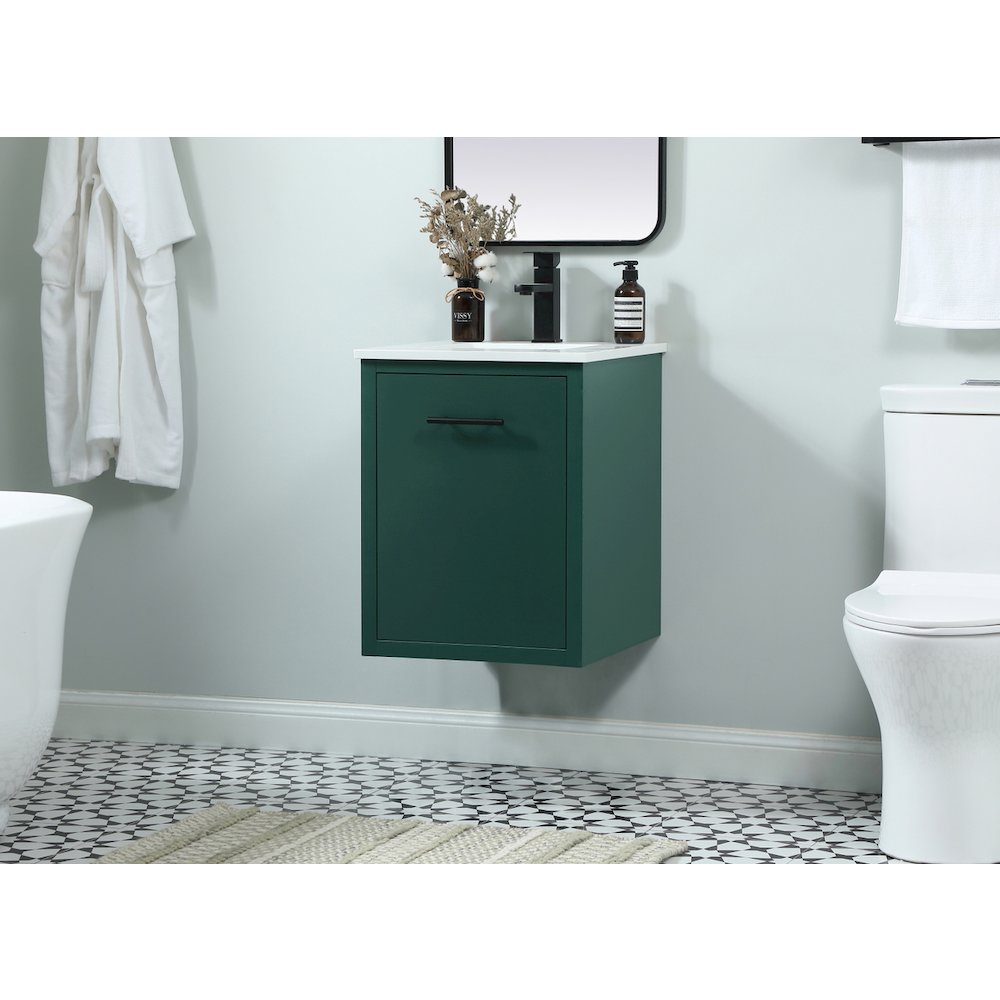 18 Inch Single Bathroom Vanity In Green. Picture 6
