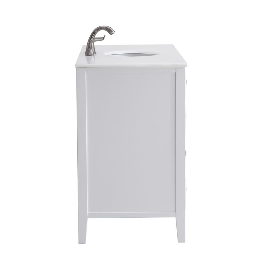 48 inch Single Bathroom vanity in White with ivory white engineered marble. Picture 4