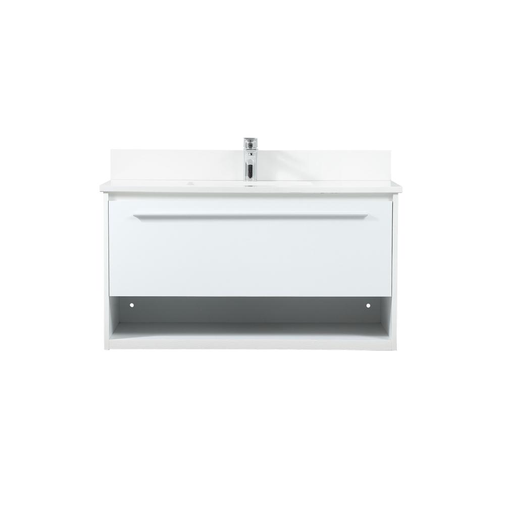 36 inch Single bathroom vanity in white with backsplash. Picture 1