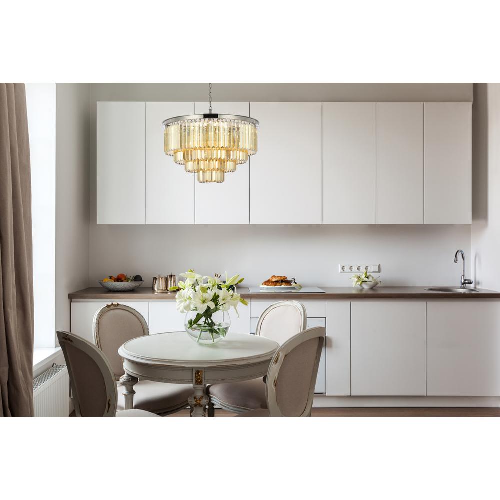 Sydney 17 light polished nickel Chandelier Golden Teak (Smoky) Royal Cut Crystal. Picture 7