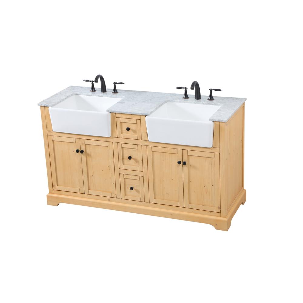 60 inch double bathroom vanity in natural wood. Picture 8