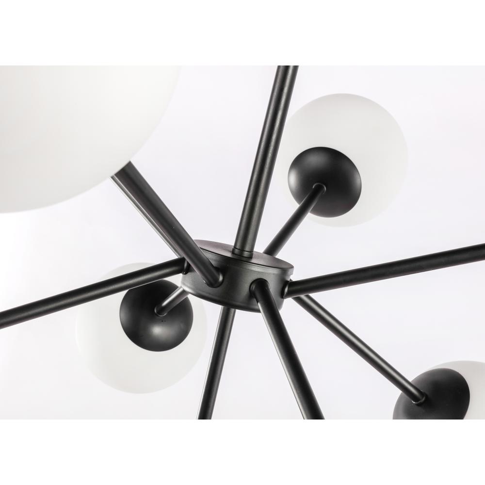 Jupiter 9 light Black and Frosted White glass pendant. Picture 13