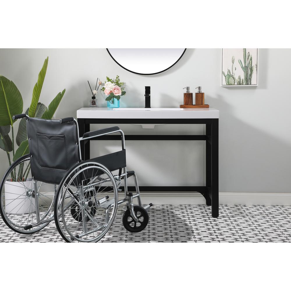 42 inch ADA compliant Single bathroom metal vanity in black. Picture 14