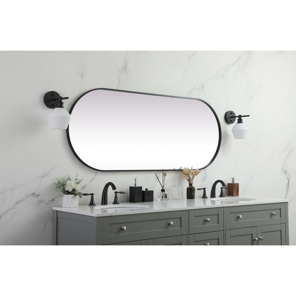 Metal Frame Oval Mirror 24x60 Inch in Black. Picture 4