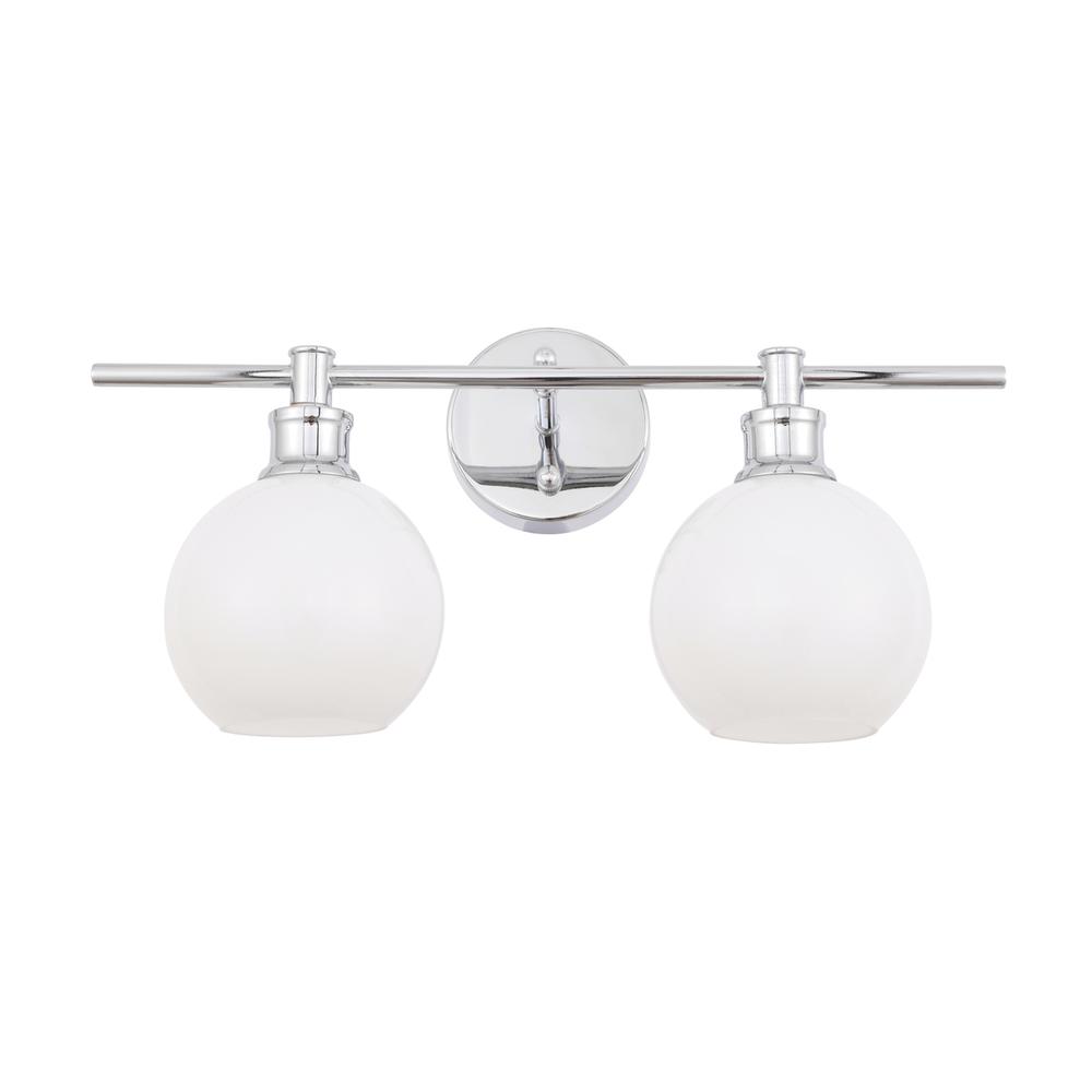 Collier 2 light Chrome and Frosted white glass Wall sconce. Picture 12