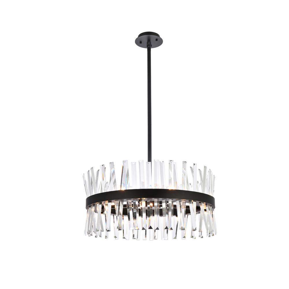 Serephina 25 inch crystal round pendant light in black. Picture 1