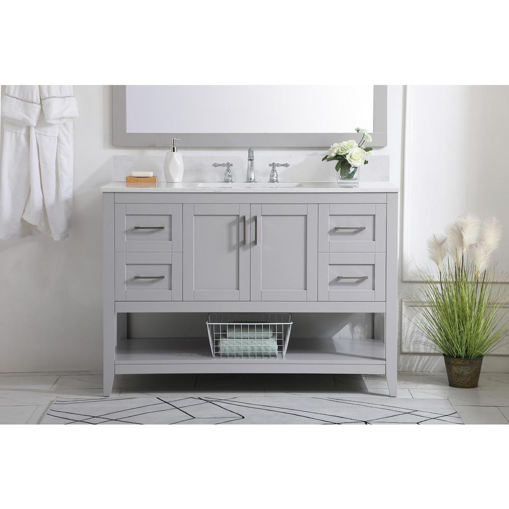 48 inch Single Bathroom Vanity in Grey with Backsplash. Picture 14
