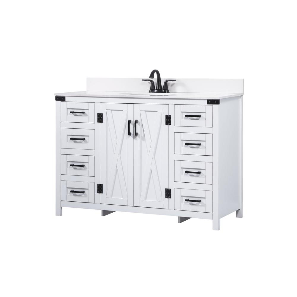 48 inch Single bathroom vanity in white with backsplash. Picture 7