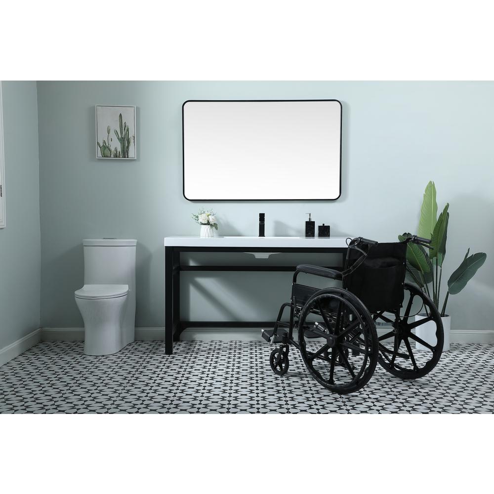 54 Inch ADA Compliant SIngle Bathroom Metal Vanity In Black. Picture 4