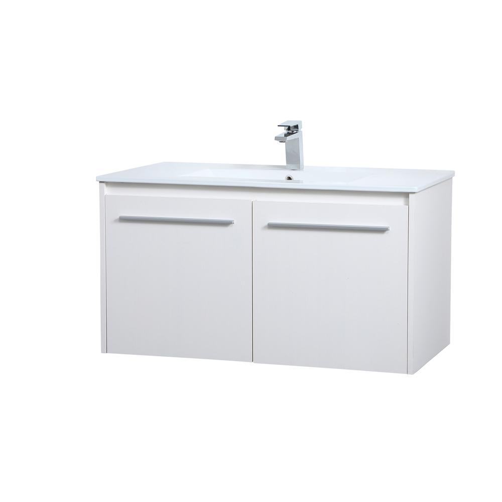 36 inch  Single Bathroom Floating Vanity in White. Picture 6