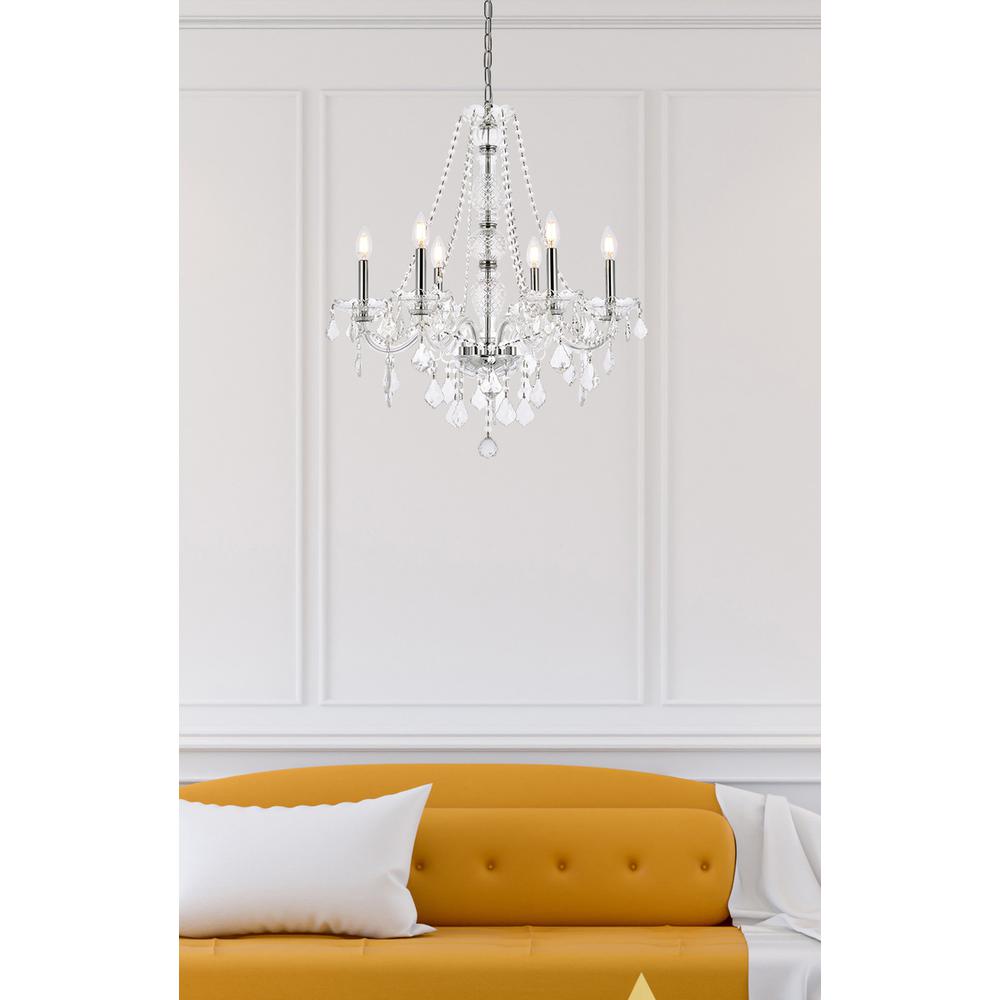Verona 6 light Chrome Chandelier Clear Royal Cut Crystal. Picture 7