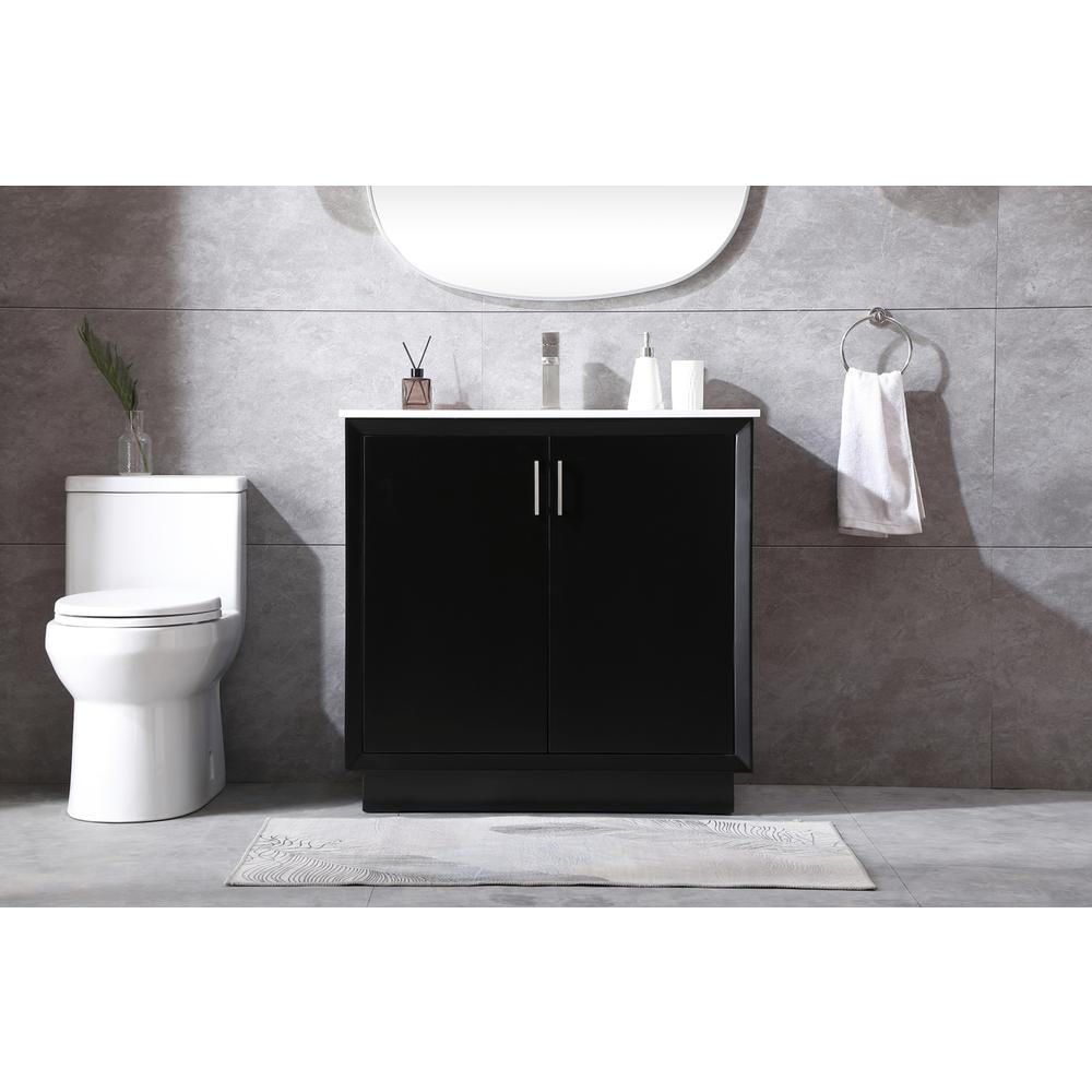 36 Inch SIngle Bathroom Vanity In Black. Picture 14