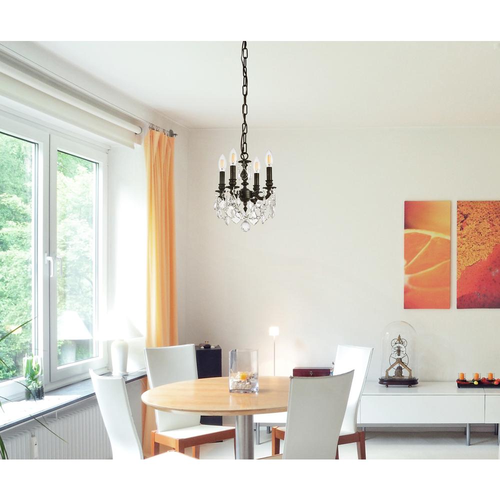 Lillie 4 light Dark Bronze Pendant Clear Royal Cut Crystal. Picture 7