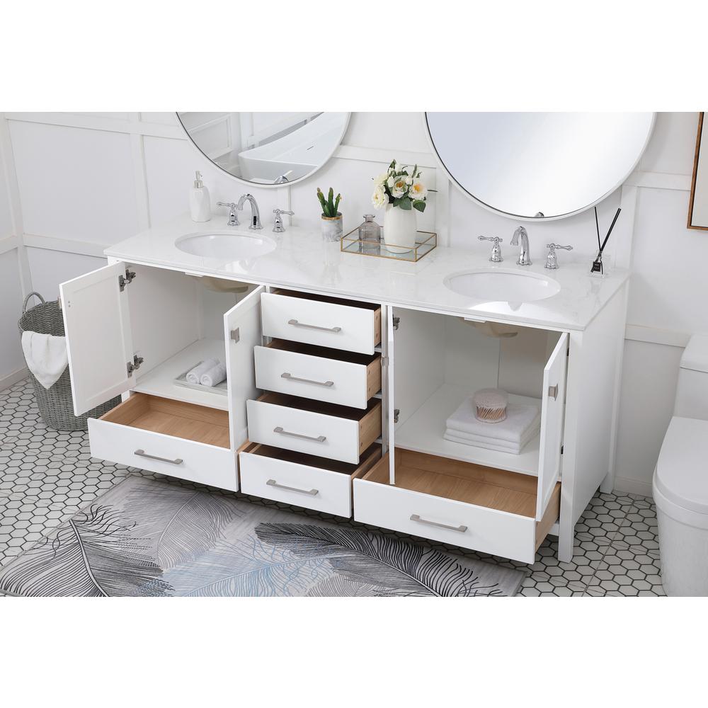 72 inch Double Bathroom Vanity in White. Picture 3