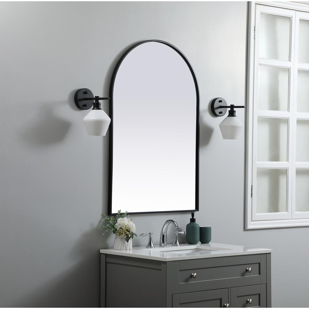 Metal Frame Arch Mirror 27x40 Inch in Black. Picture 2