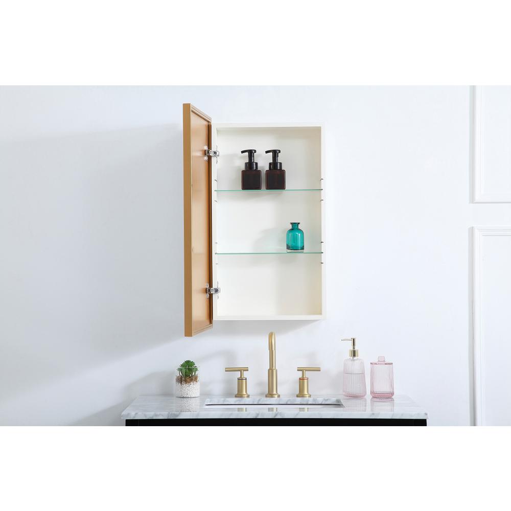 Metal mirror medicine cabinet 17 inch x 28 inch in Brass. Picture 3