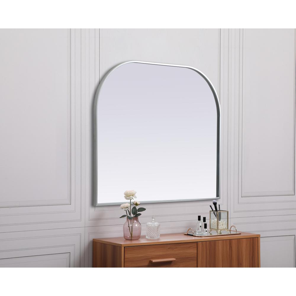 Metal Frame Arch Mirror 36x30 Inch in Silver. Picture 4