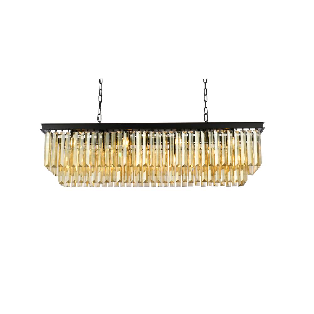 Sydney 12 light Matte Black Chandelier Golden Teak (Smoky) Royal Cut Crystal. Picture 2