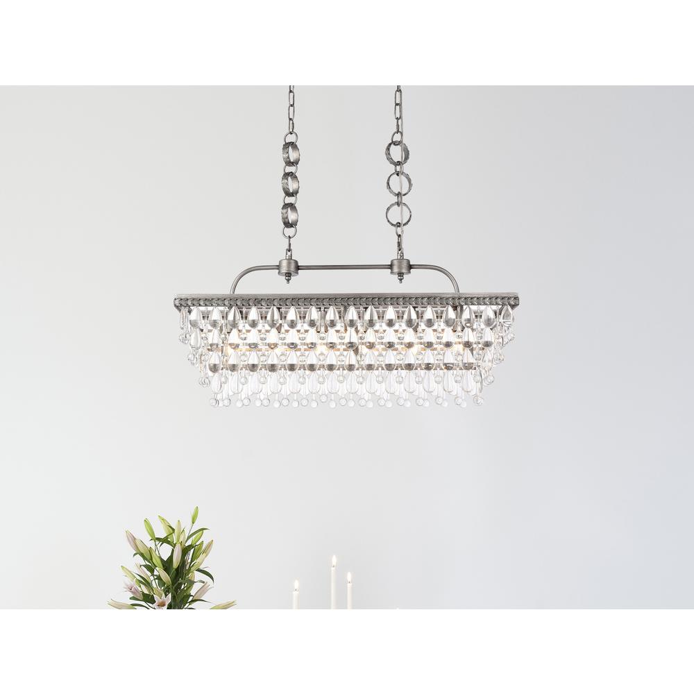 Nordic 32 inch rectangle pendant in antique silver. Picture 7