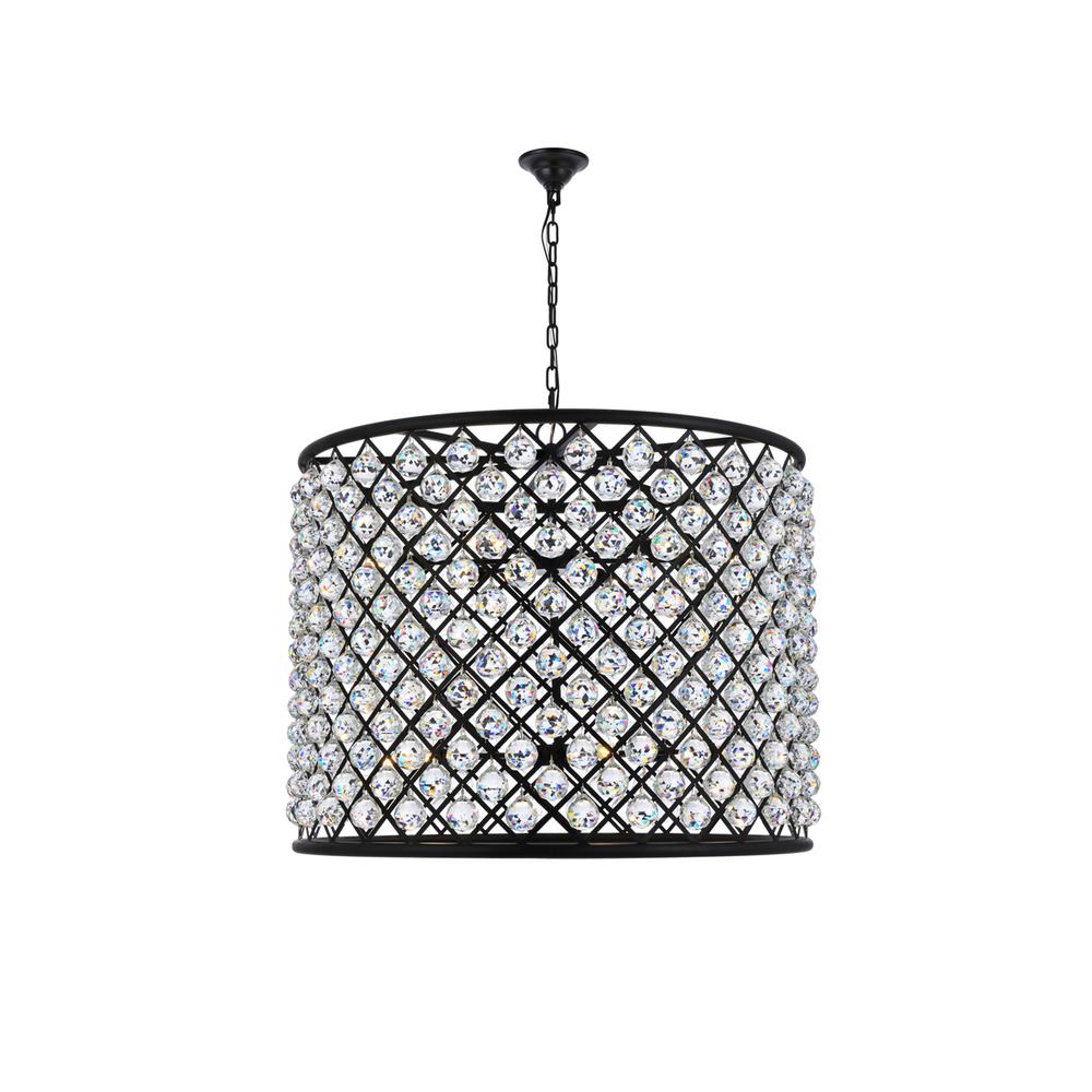 Madison 12 light Matte Black Chandelier Clear Royal Cut Crystal. Picture 1