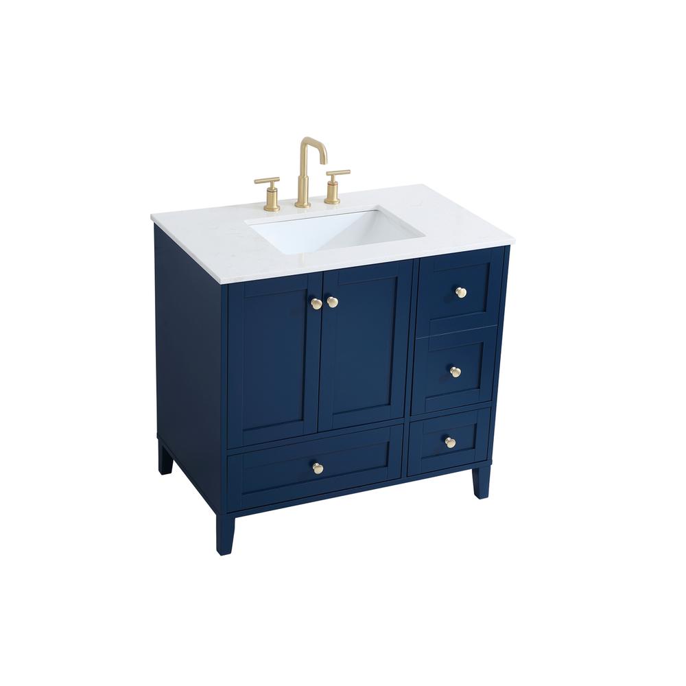 36 inch Single Bathroom Vanity in Blue. Picture 7