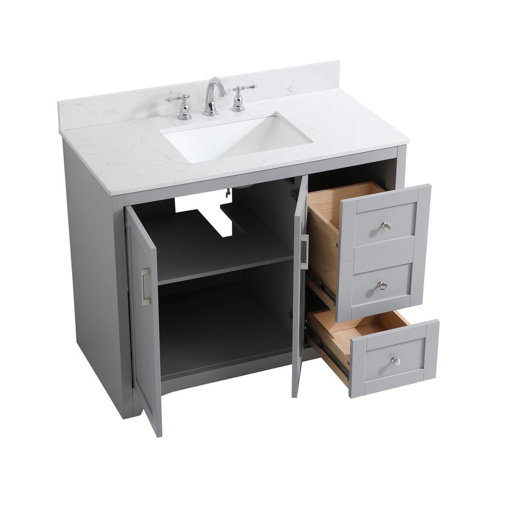 42 inch Single Bathroom Vanity in Grey with Backsplash. Picture 10