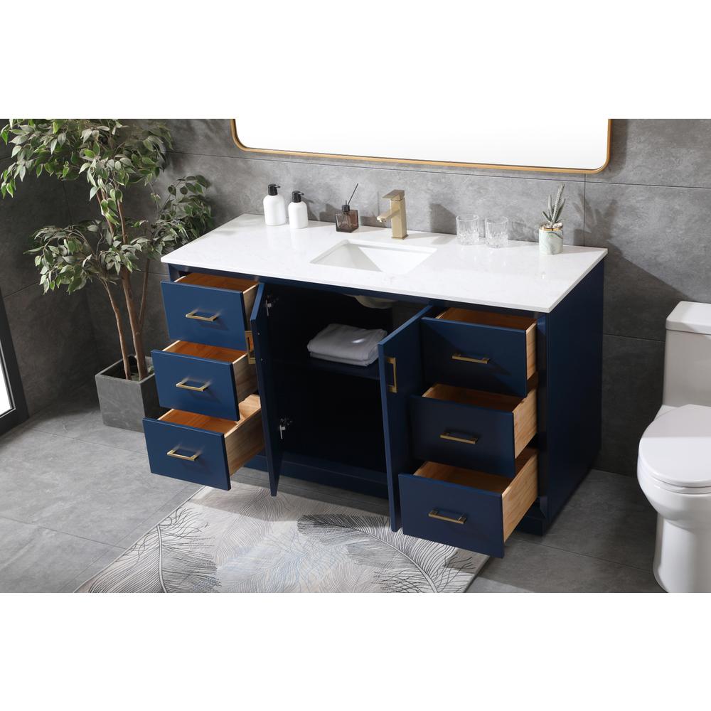 60 Inch SIngle Bathroom Vanity In Blue. Picture 3