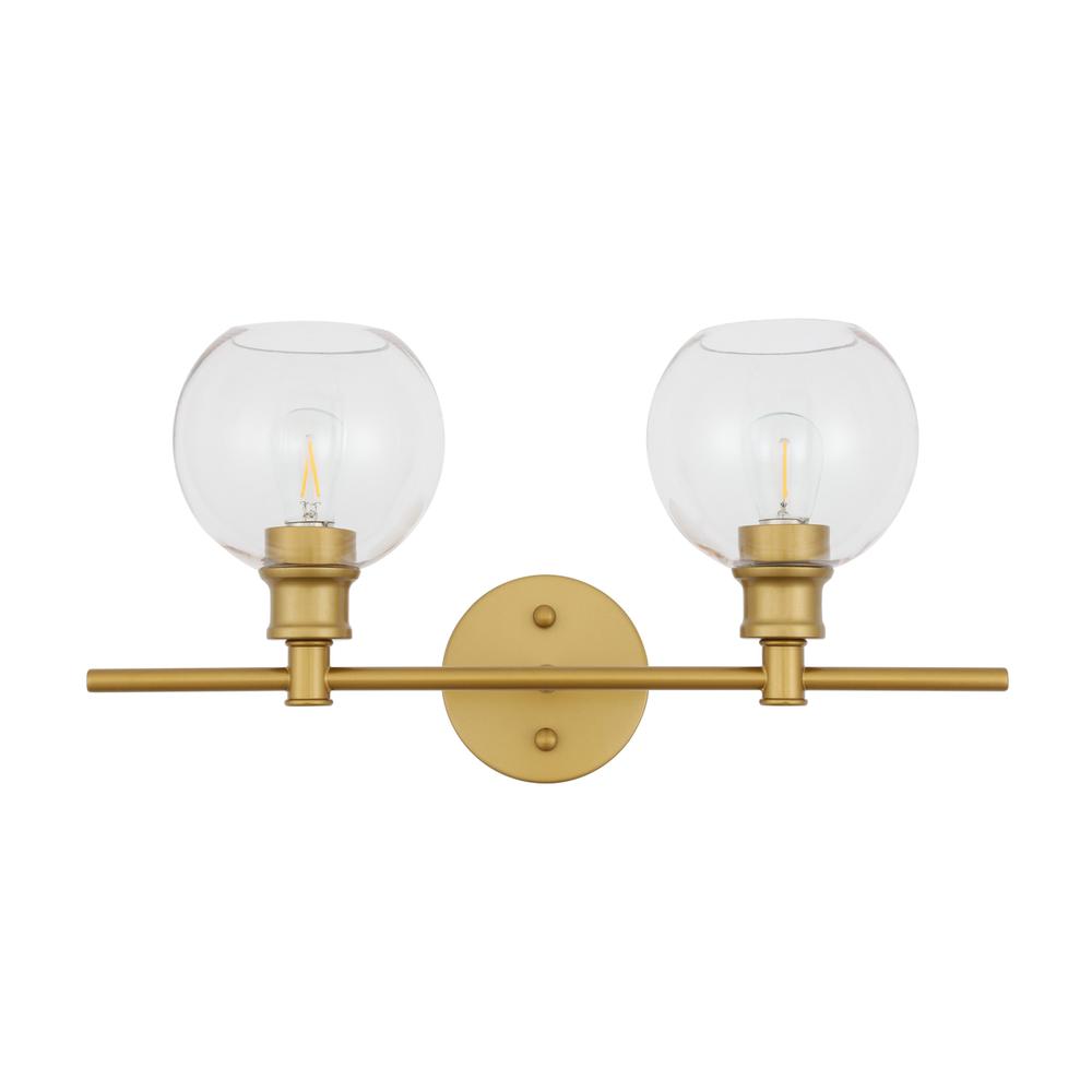 Collier 2 light Brass and Clear glass Wall sconce. Picture 2