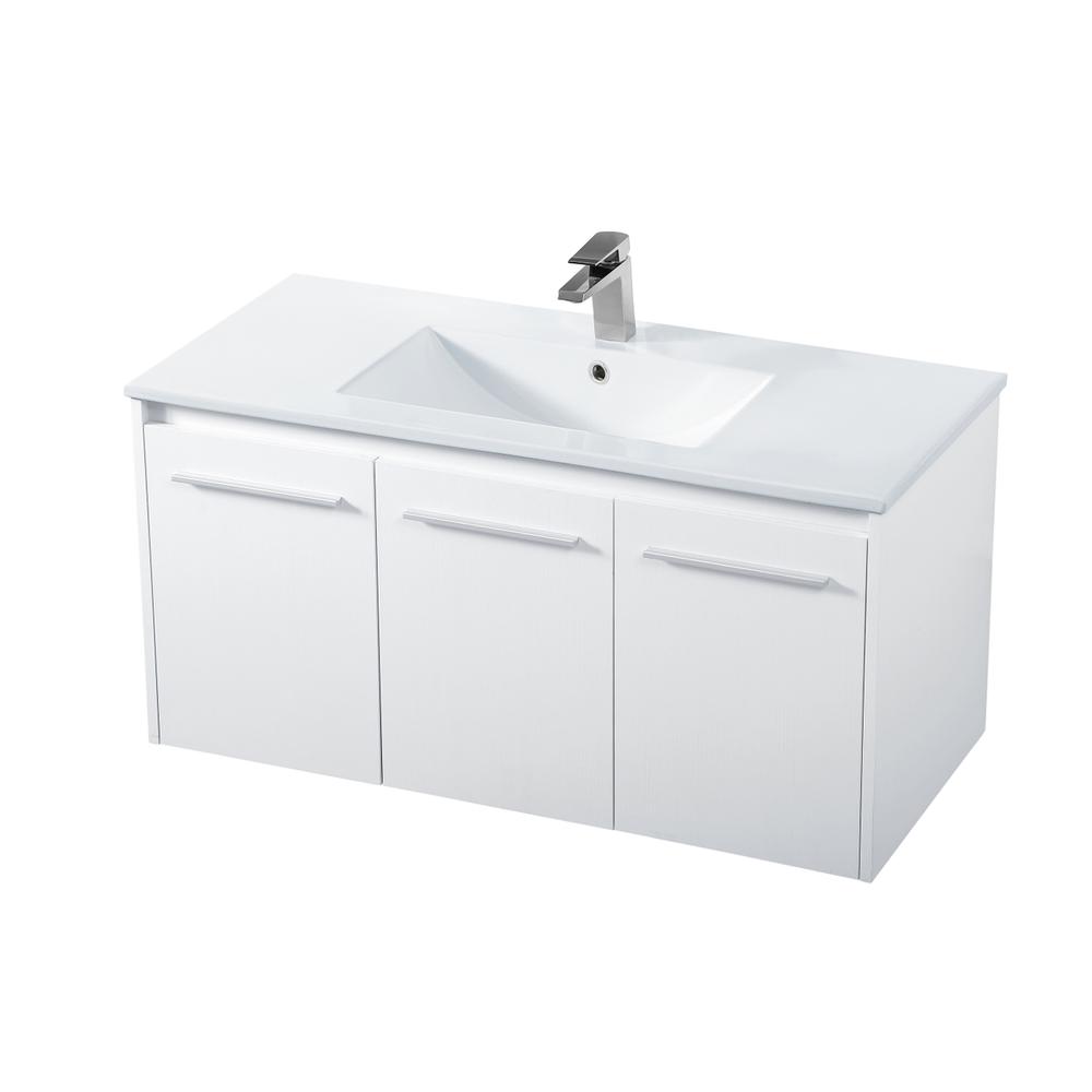 40 inch  Single Bathroom Floating Vanity in White. Picture 7