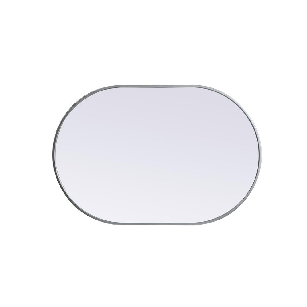 Metal Frame Oval Mirror 27x40 Inch in Silver. Picture 8