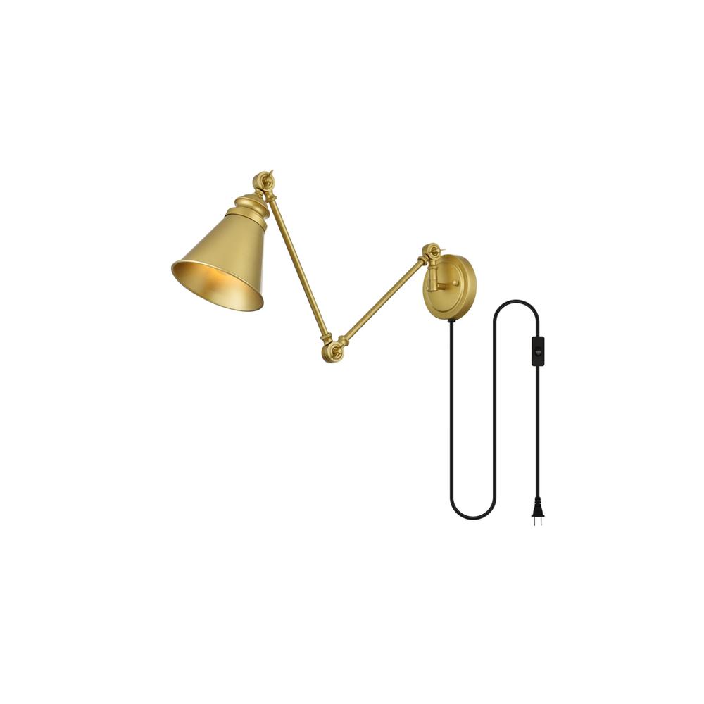 Van 1 light Brass swing arm plug in wall sconce. Picture 2