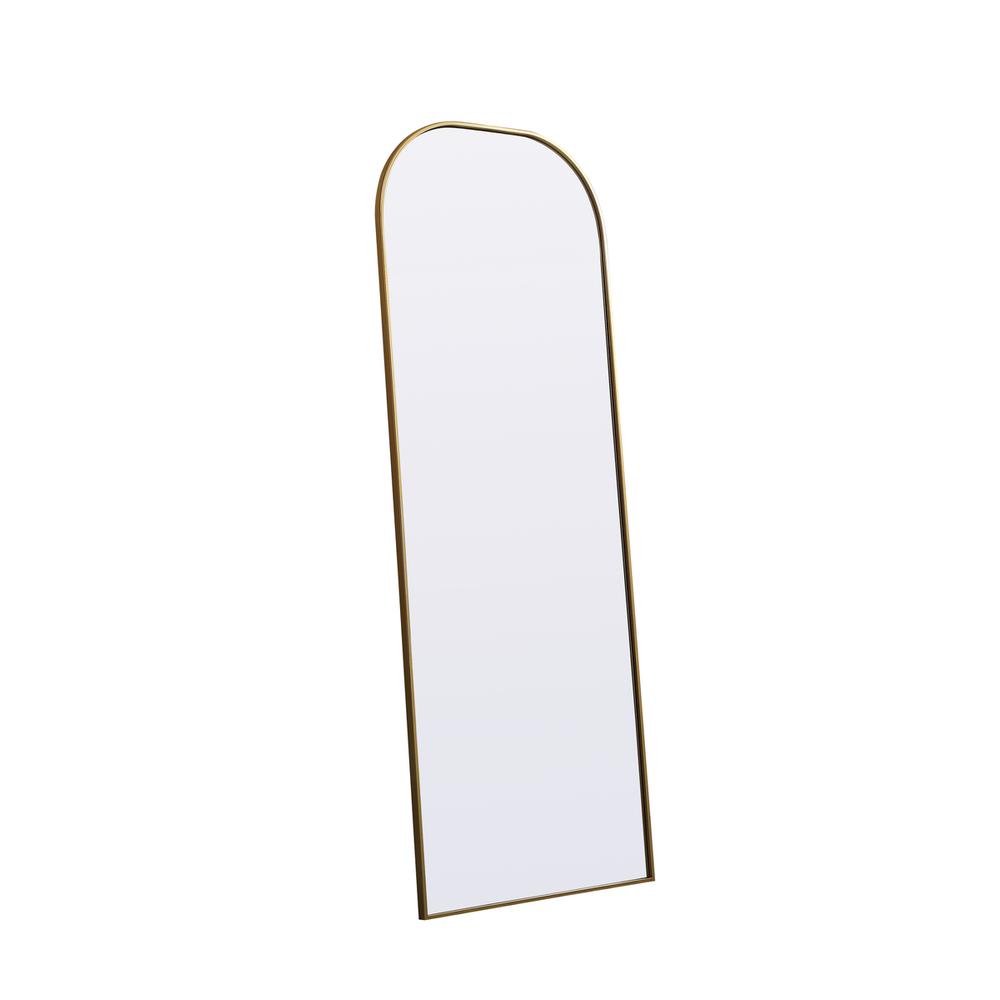 Metal Frame Arch Full Length Mirror 28x74 Inch in Brass. Picture 6