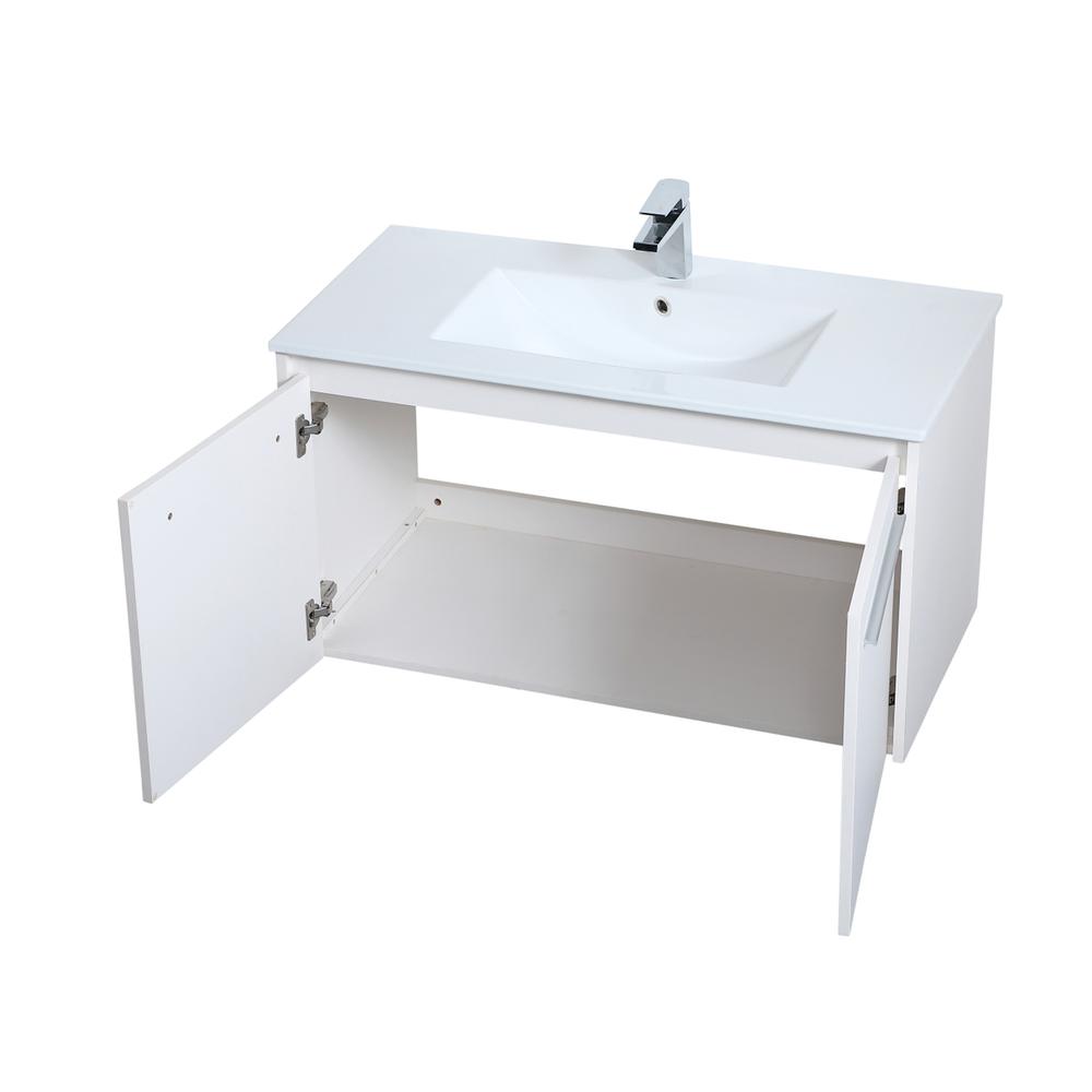 36 inch  Single Bathroom Floating Vanity in White. Picture 8