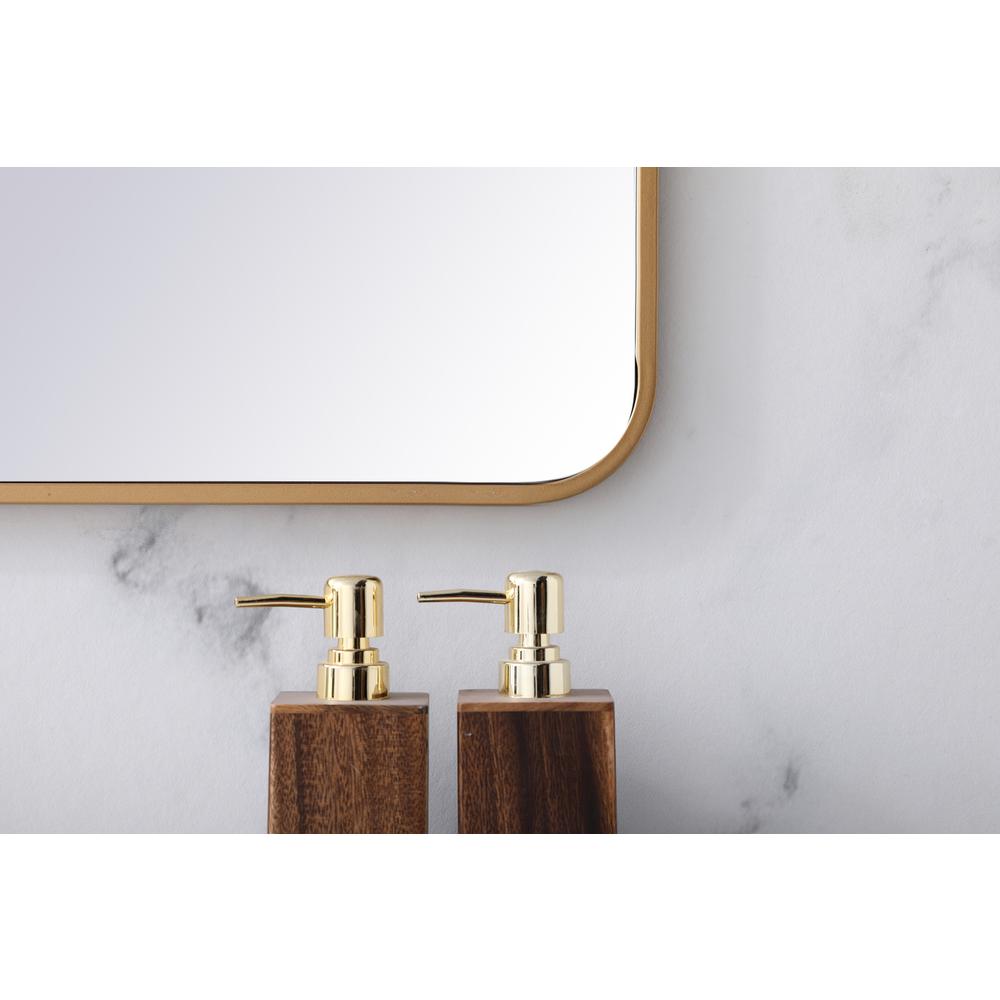 Soft corner metal rectangular mirror 36x36 inch in Brass. Picture 3