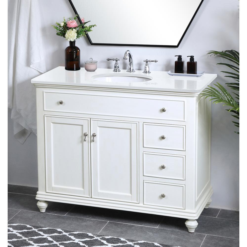 42 inch Single Bathroom vanity in antique white. Picture 3