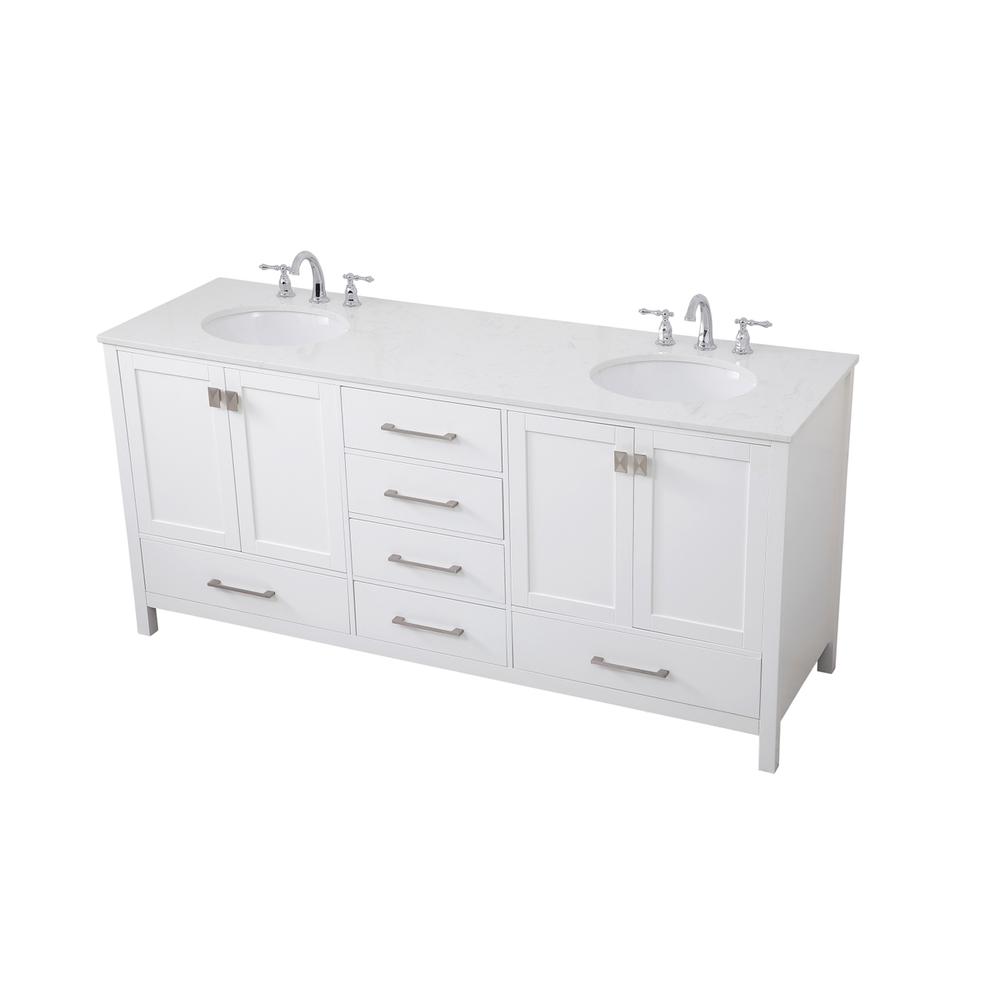72 inch Double Bathroom Vanity in White. Picture 9