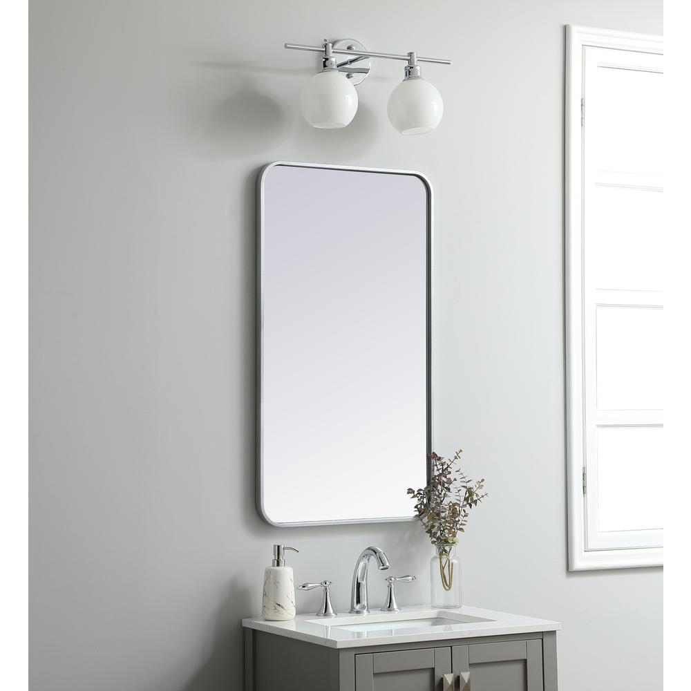 Soft corner metal rectangular mirror 20x36 inch in Silver. Picture 2