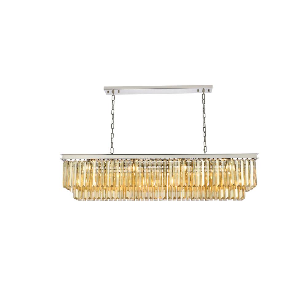 Sydney 12 light polished nickel Chandelier Golden Teak (Smoky) Royal Cut Crystal. Picture 1