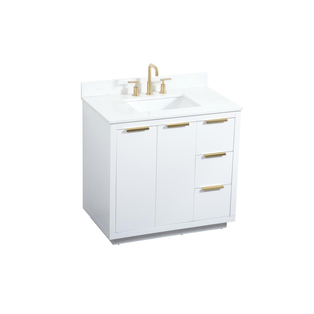 36 inch Single bathroom vanity in white with backsplash. Picture 8