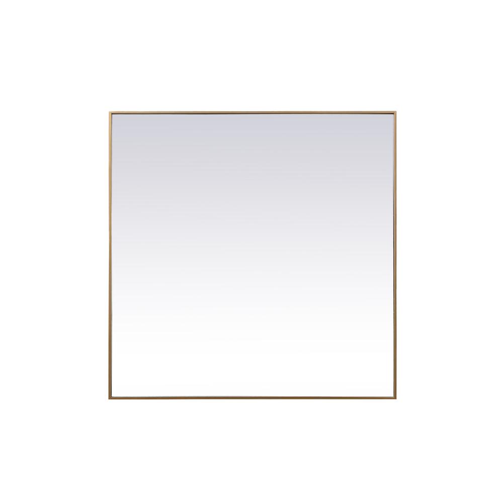 Metal Frame Square Mirror 48 inch in Brass. Picture 1