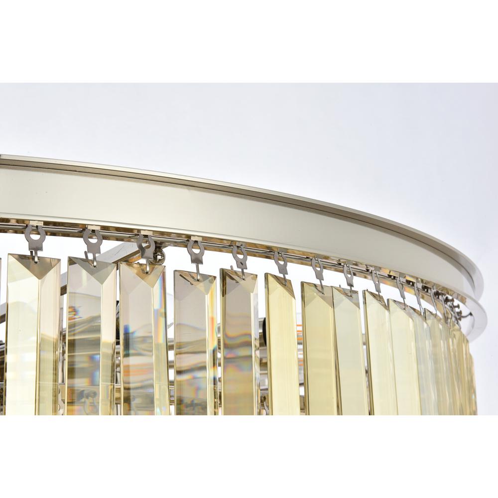 Sydney 33 light polished nickel Chandelier Golden Teak (Smoky) Royal Cut Crystal. Picture 5