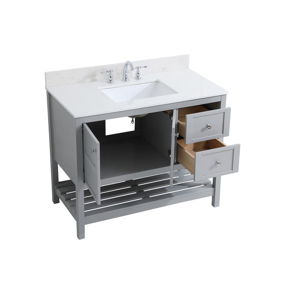 42 inch Single Bathroom Vanity in Gray with Backsplash. Picture 9