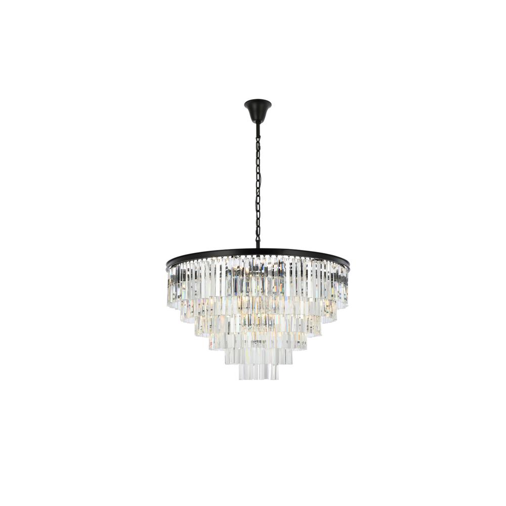 Sydney 33 light Matte Black Chandelier Clear Royal Cut Crystal. Picture 1